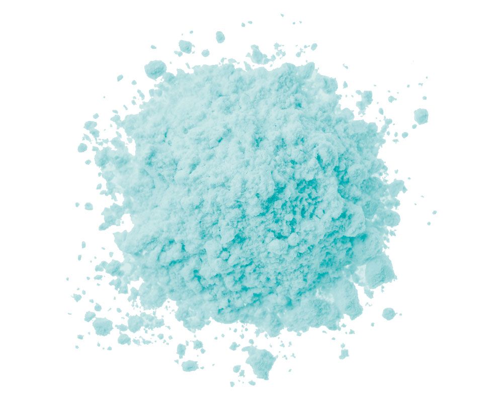 Blue, crumbly powder in a small pile
